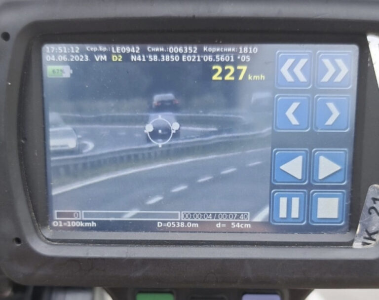 Radari i SPB Tetovë zbuloi vozitje tejet të shpejtë prej 227 dhe 214 kilometrave në orë