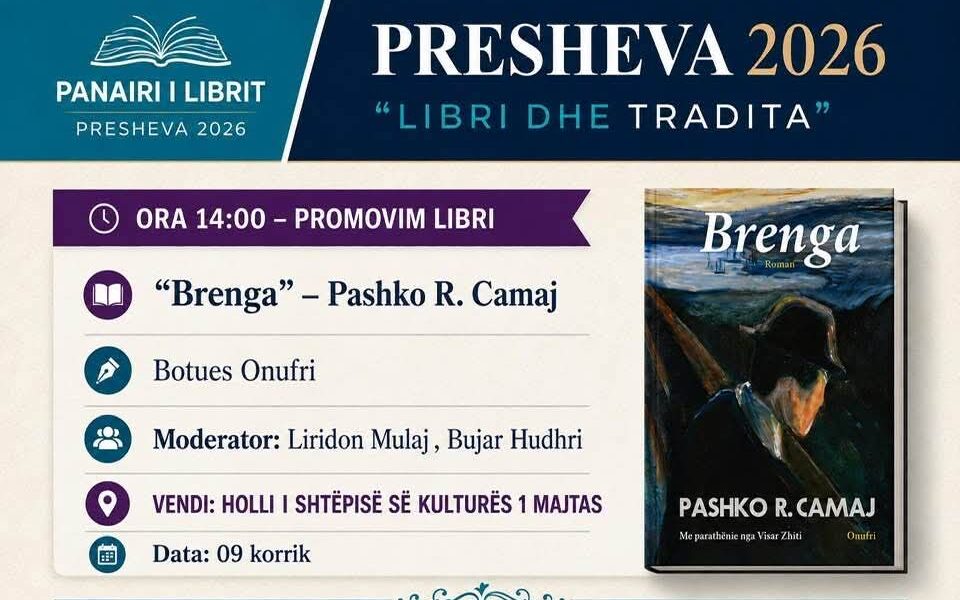  Brenga  bëhet pjesë e Panairit të Librit  Presheva 2026   Pashko Camaj  Me kënaqësi pres vizitën time të parë në Preshevë